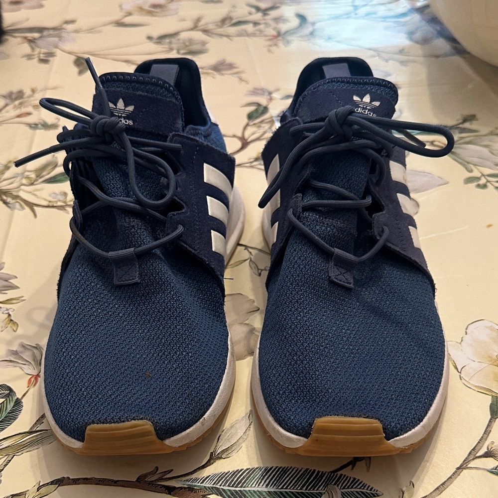 Adidas Dark Blue Athletic soft Shoes with White Stripes, 9